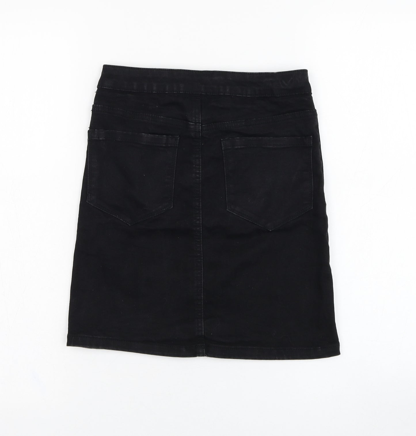 Primark Womens Black  Cotton Straight & Pencil Skirt Size 6   Zip