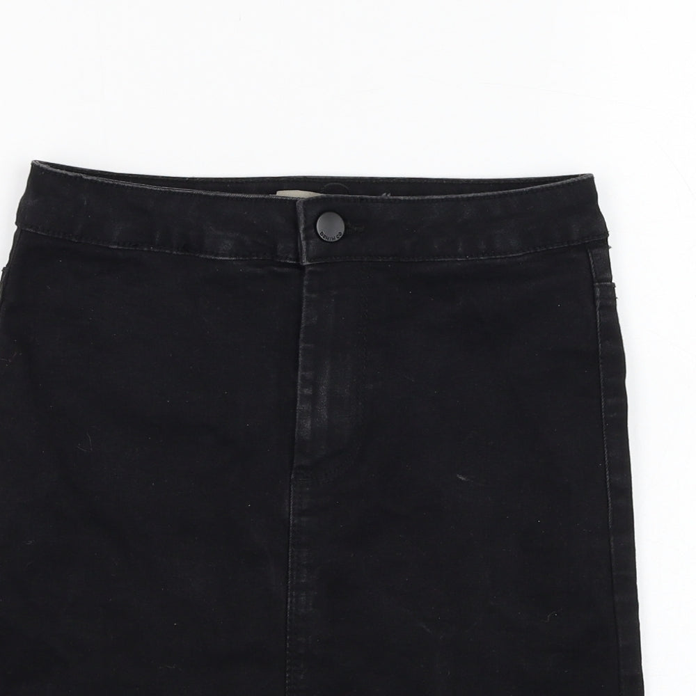 Primark Womens Black  Cotton Straight & Pencil Skirt Size 6   Zip