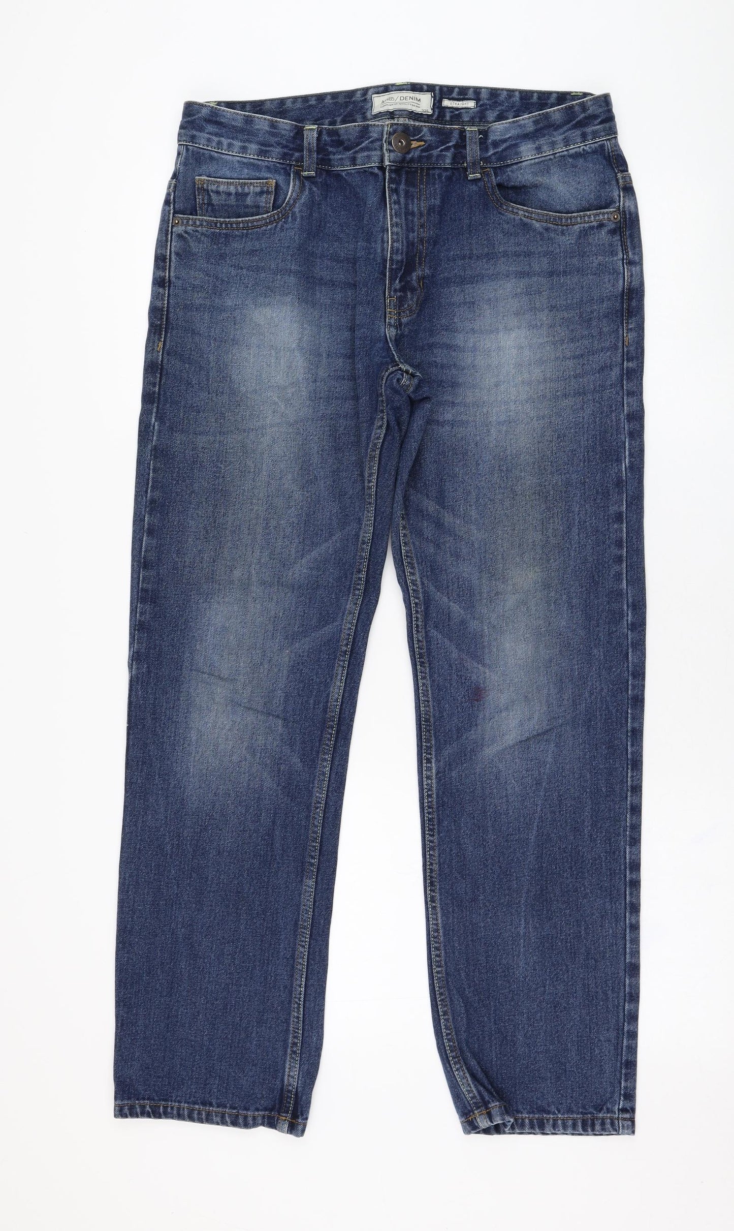Matalan Mens Blue  Cotton Straight Jeans Size 32 L29 in Regular Zip