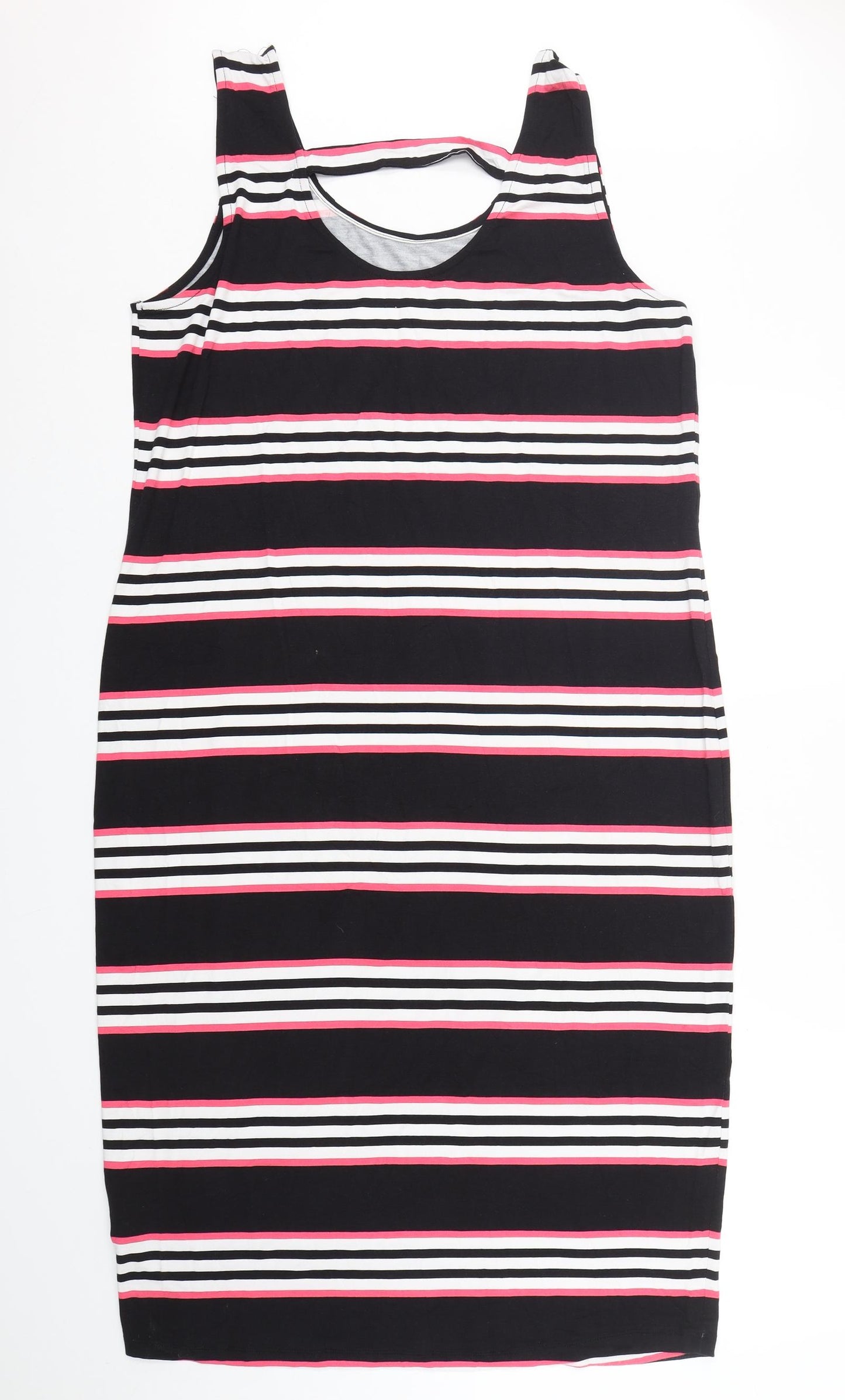 Peacocks Womens Multicoloured Striped Viscose Tank Dress  Size 20  Round Neck Pullover