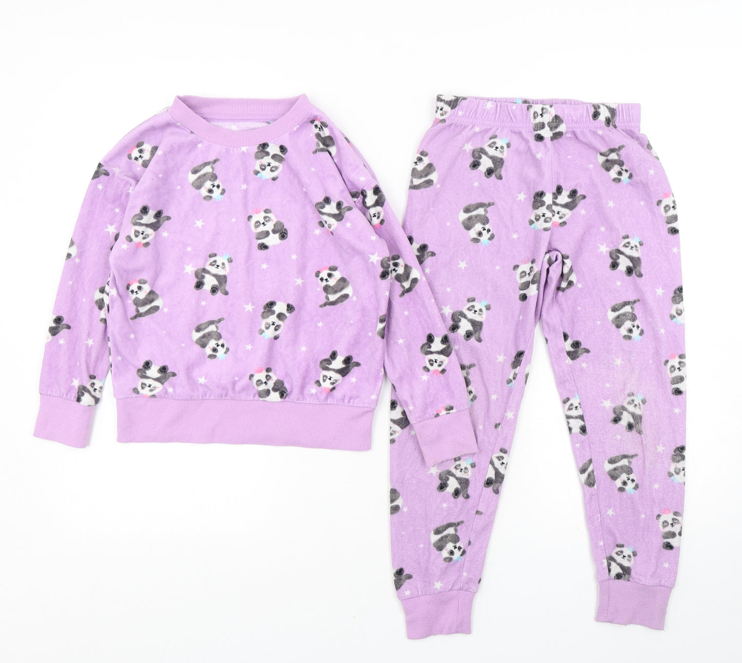 Dunnes Stores Girls Purple Geometric Polyester Top Pyjama Top Size 6-7 Years  Pullover - Panda