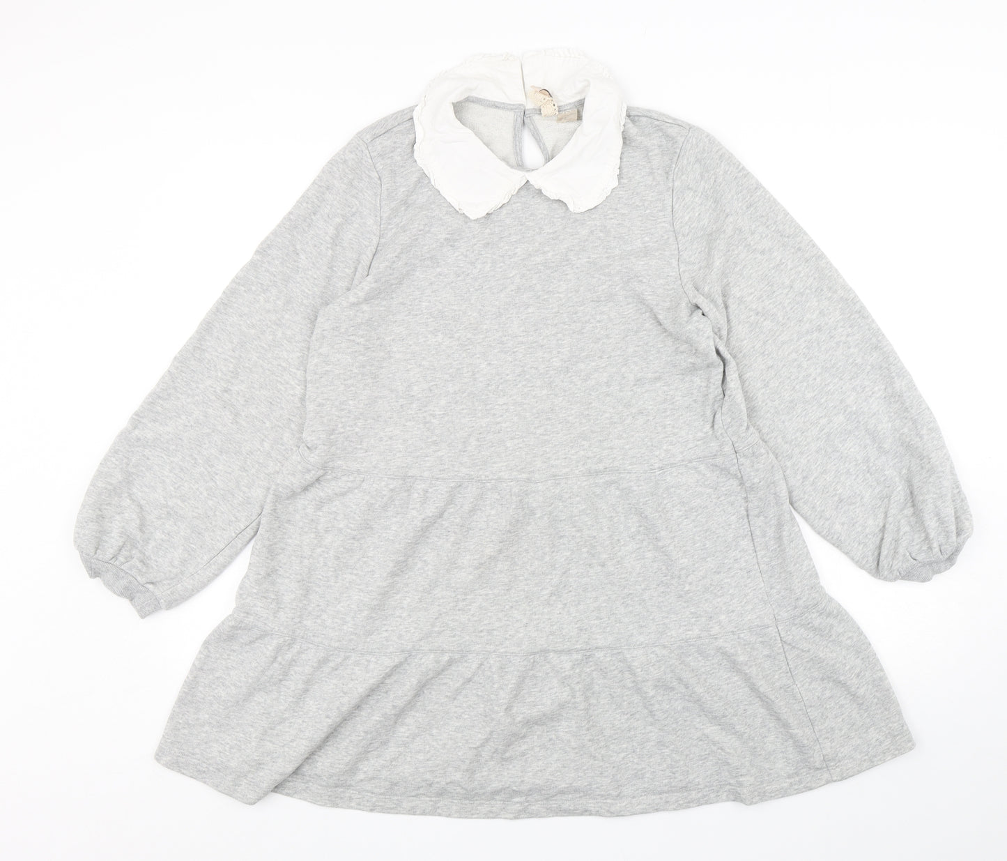 H&M Womens Grey Collared  Cotton Pullover Jumper Size M