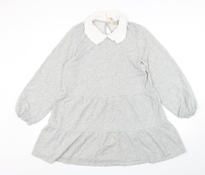 H&M Womens Grey Collared  Cotton Pullover Jumper Size M
