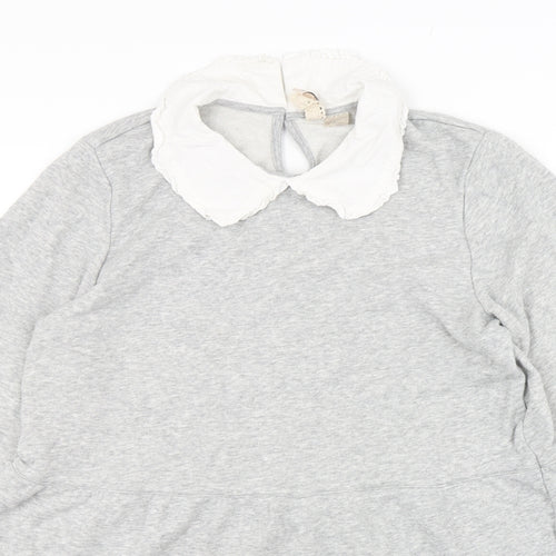 H&M Womens Grey Collared  Cotton Pullover Jumper Size M