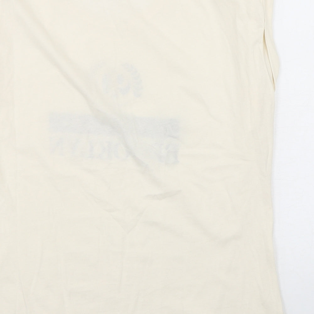 New Look Womens Ivory  Polyester Basic T-Shirt Size 14 Round Neck