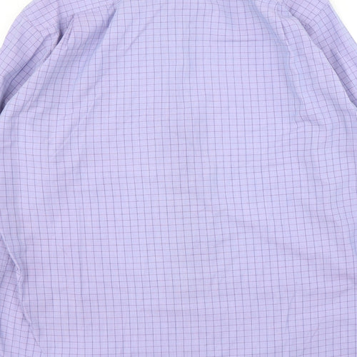 Debenhams Mens Purple Check Polyester  Dress Shirt Size 16 Collared