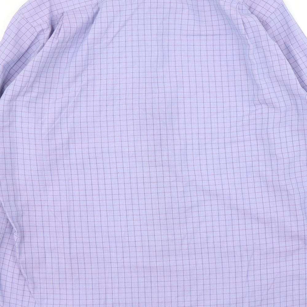 Debenhams Mens Purple Check Polyester  Dress Shirt Size 16 Collared