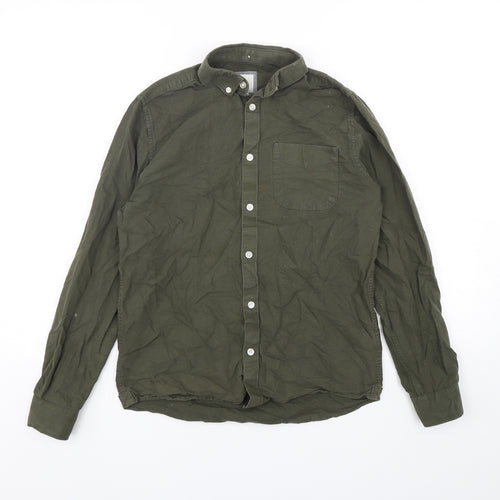 River Island Mens Green  Cotton  Button-Up Size XS Collared Button