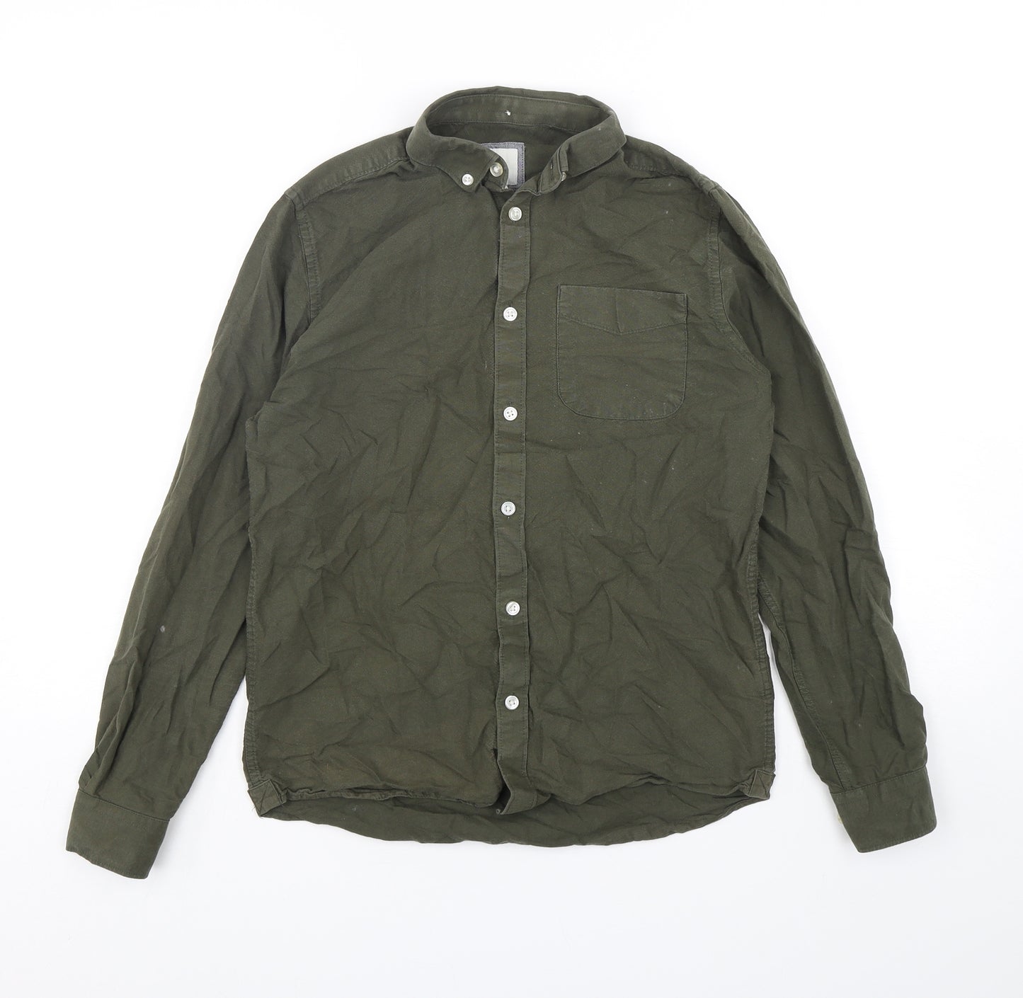River Island Mens Green  Cotton  Button-Up Size XS Collared Button