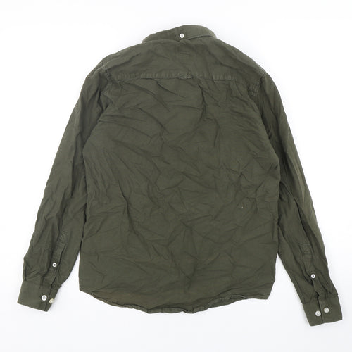 River Island Mens Green  Cotton  Button-Up Size XS Collared Button