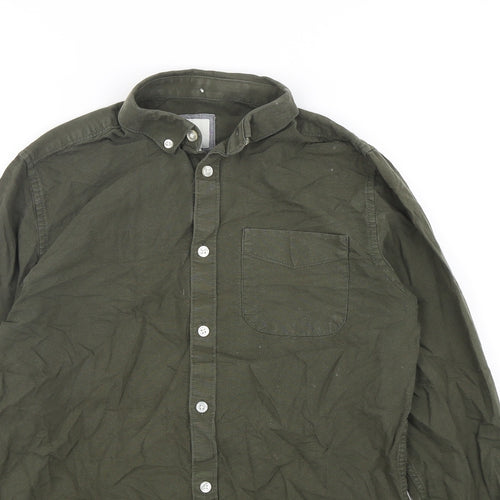 River Island Mens Green  Cotton  Button-Up Size XS Collared Button