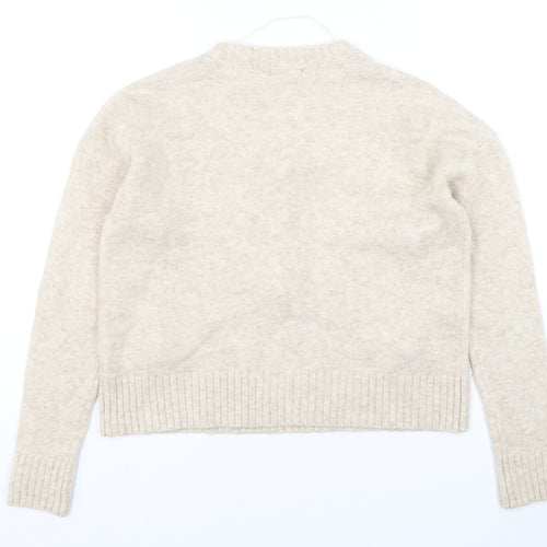 Primark Womens Beige Round Neck  Acrylic Pullover Jumper Size 6