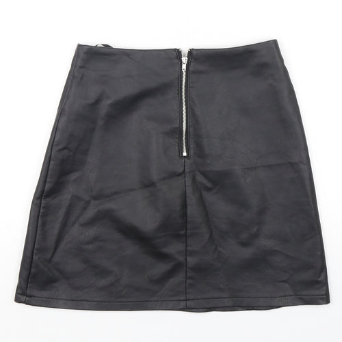Primark Womens Black  Polyurethane Mini Skirt Size 6   Zip