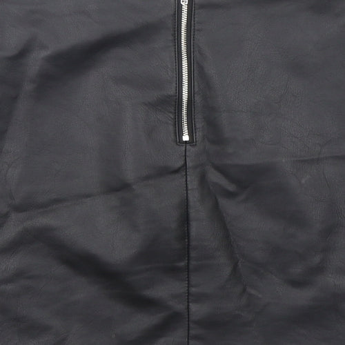 Primark Womens Black  Polyurethane Mini Skirt Size 6   Zip