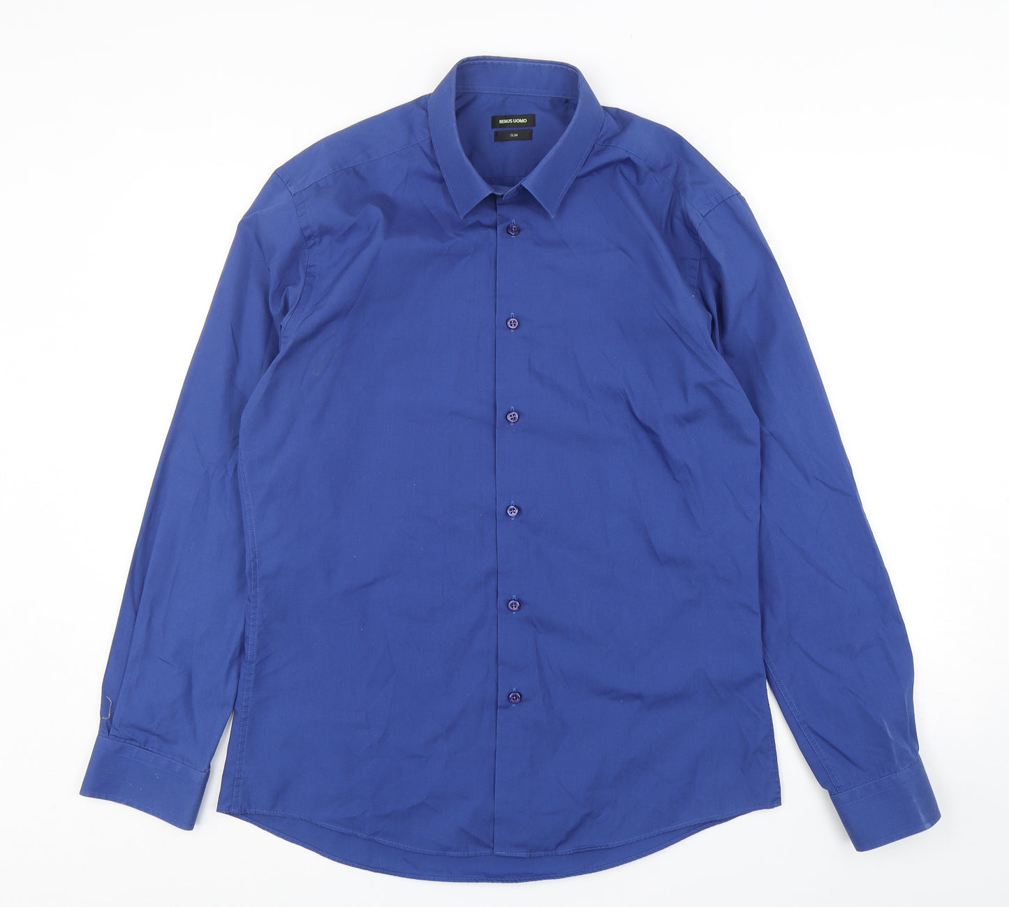 Remus Uomo Mens Blue  Cotton  Dress Shirt Size 16.5 Collared