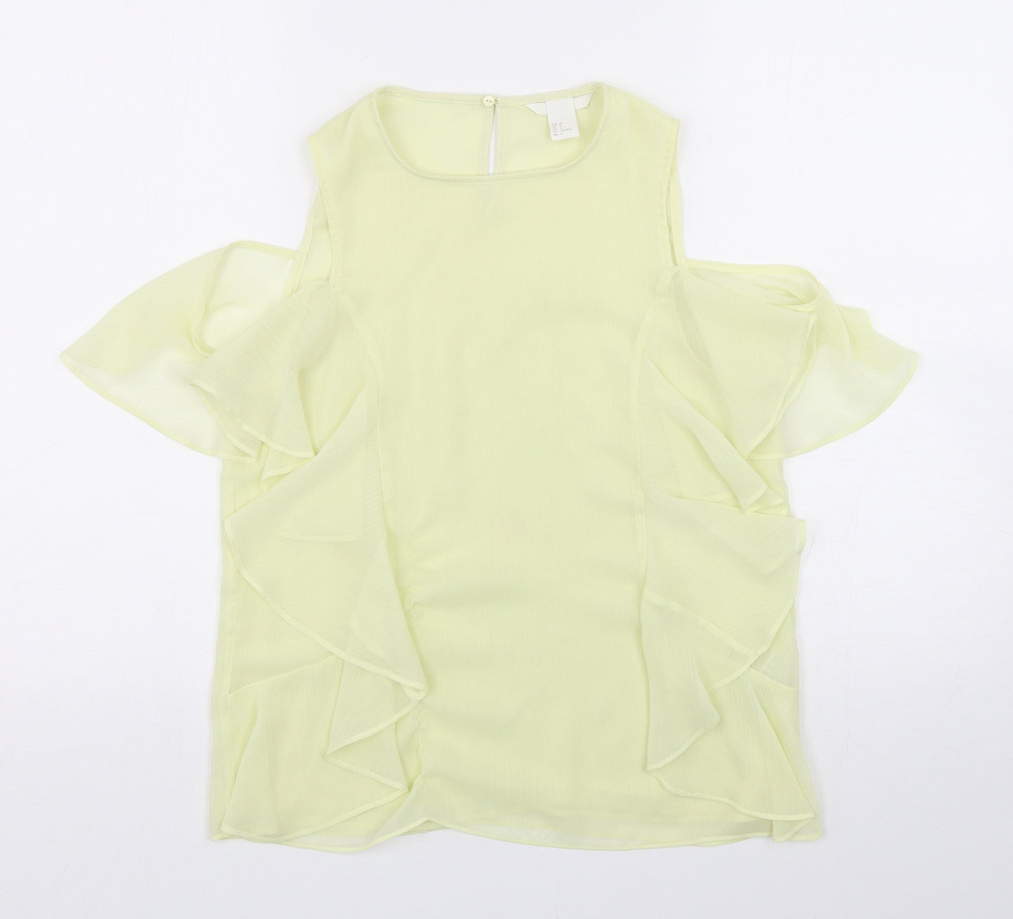 H&M Womens Green  Polyester Basic Blouse Size 8 Round Neck