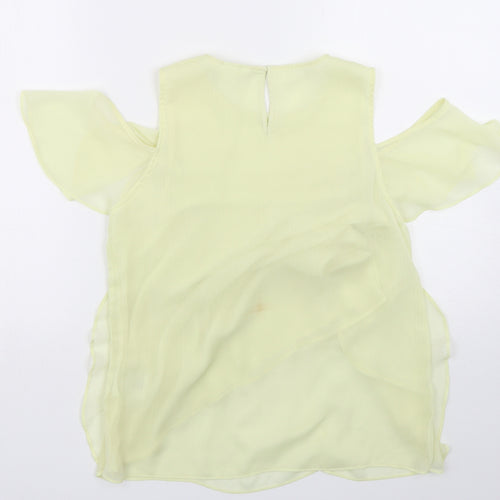 H&M Womens Green  Polyester Basic Blouse Size 8 Round Neck