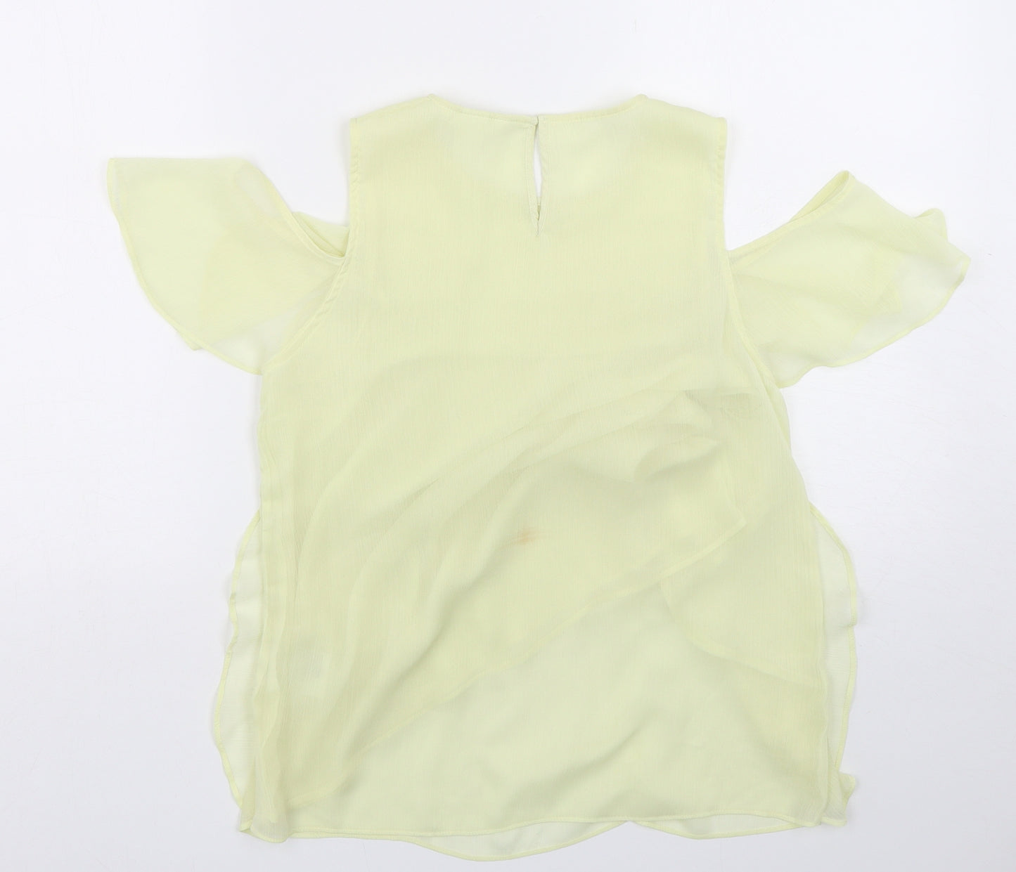 H&M Womens Green  Polyester Basic Blouse Size 8 Round Neck