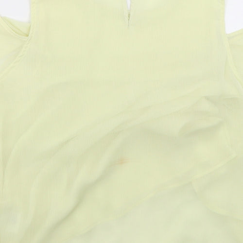 H&M Womens Green  Polyester Basic Blouse Size 8 Round Neck