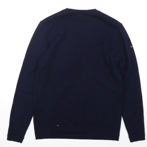 Superdry Mens Blue Round Neck  Wool Pullover Jumper Size L