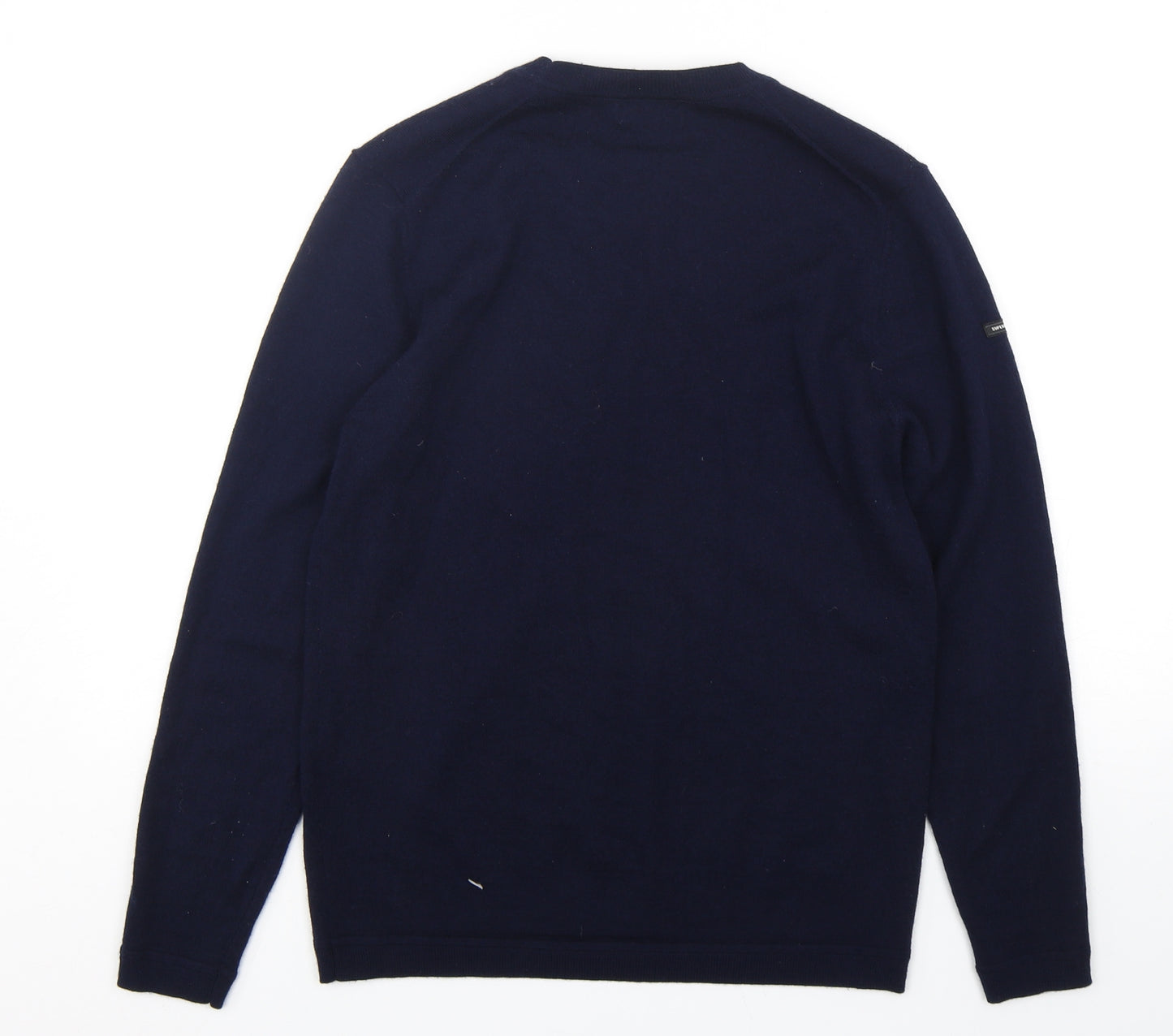 Superdry Mens Blue Round Neck  Wool Pullover Jumper Size L
