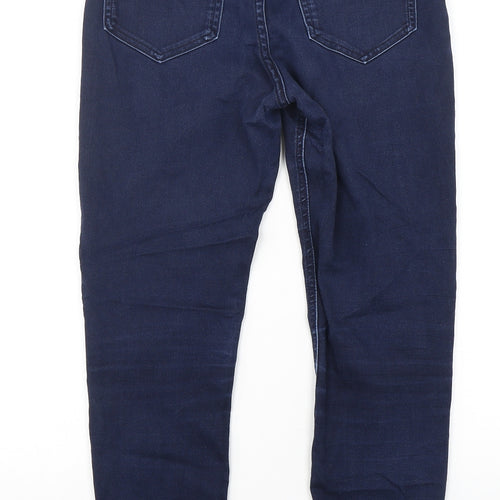 Marks and Spencer Womens Blue  Cotton Skinny Jeans Size 10 L28 in Regular Button