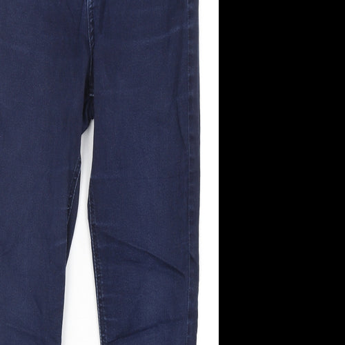 Marks and Spencer Womens Blue  Cotton Skinny Jeans Size 10 L28 in Regular Button