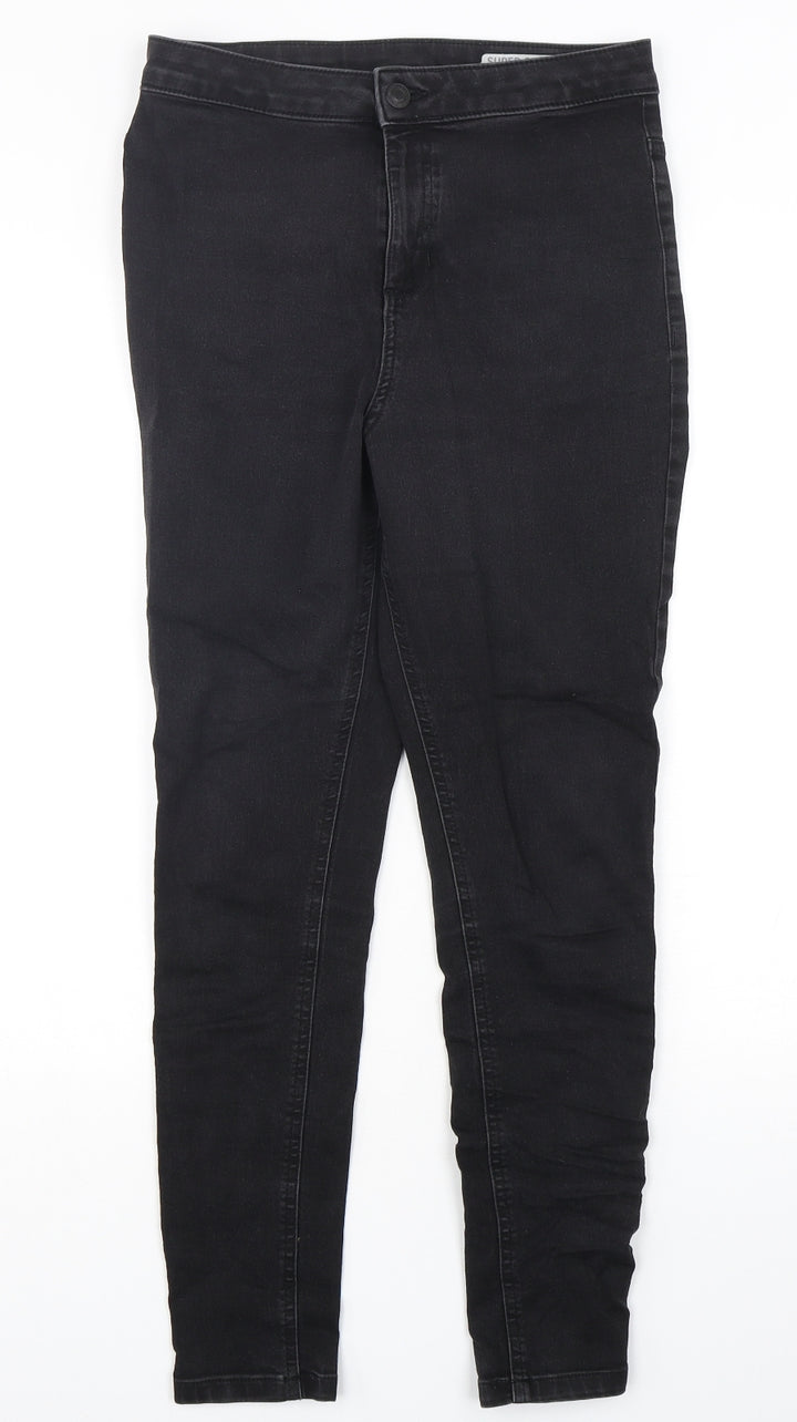 Marks and Spencer Womens Black Cotton Skinny Jeans Size 12 L28 in Regular Button