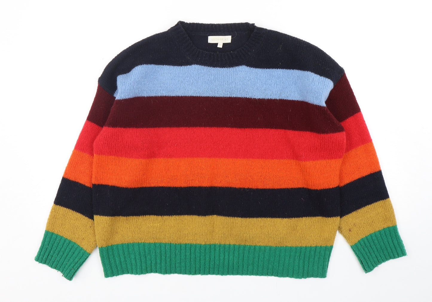 Luzabelle Womens Multicoloured Round Neck Striped Viscose Pullover Jumper One Size