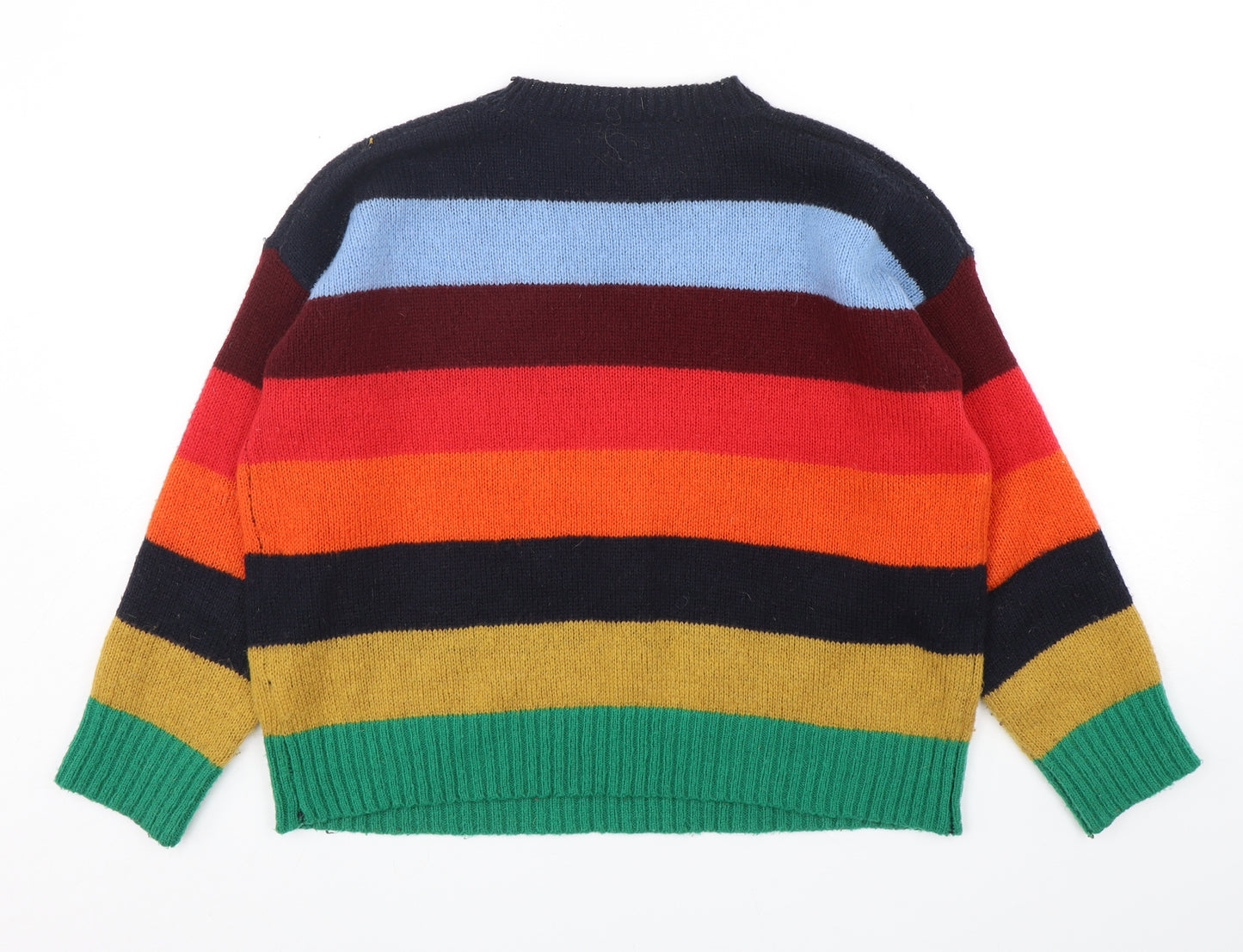 Luzabelle Womens Multicoloured Round Neck Striped Viscose Pullover Jumper One Size