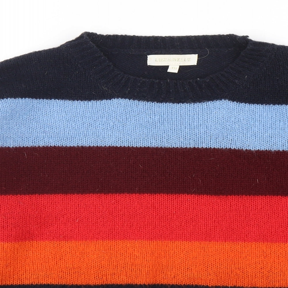 Luzabelle Womens Multicoloured Round Neck Striped Viscose Pullover Jumper One Size
