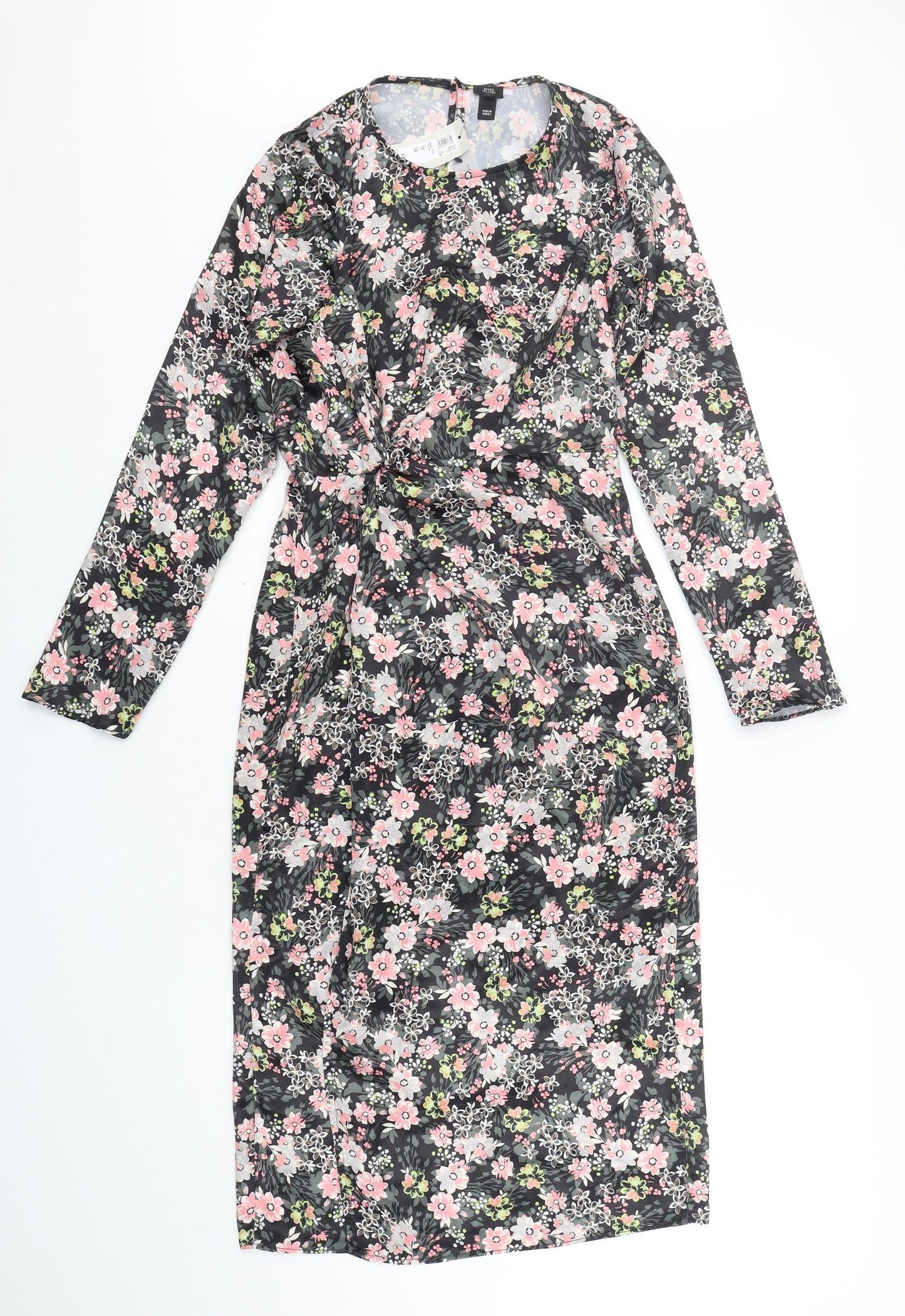 River Island  Womens Multicoloured Floral Polyester Pencil Dress  Size 10  Round Neck