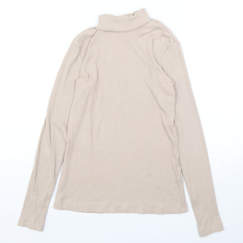 H&M Womens Beige Roll Neck  Viscose Pullover Jumper Size S