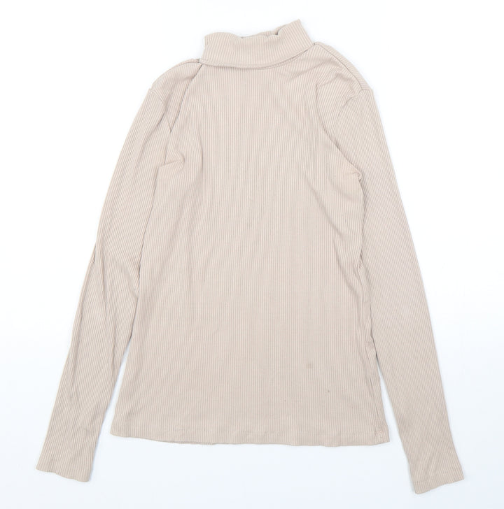 H&M Womens Beige Roll Neck  Viscose Pullover Jumper Size S