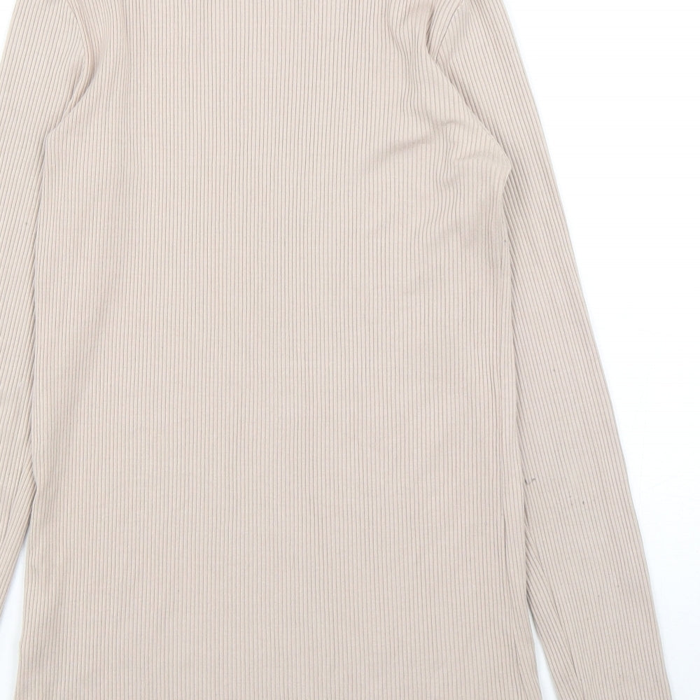 H&M Womens Beige Roll Neck  Viscose Pullover Jumper Size S