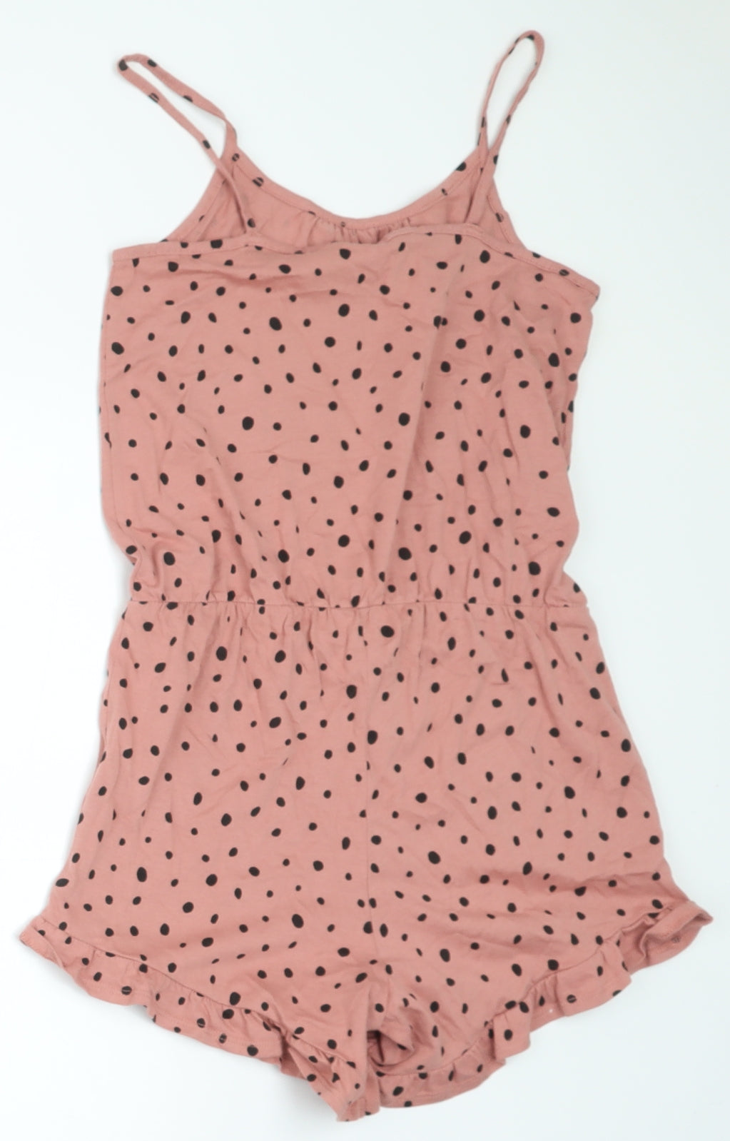 H&M Girls Pink Spotted 100% Cotton Playsuit One-Piece Size 8-9 Years  Pullover