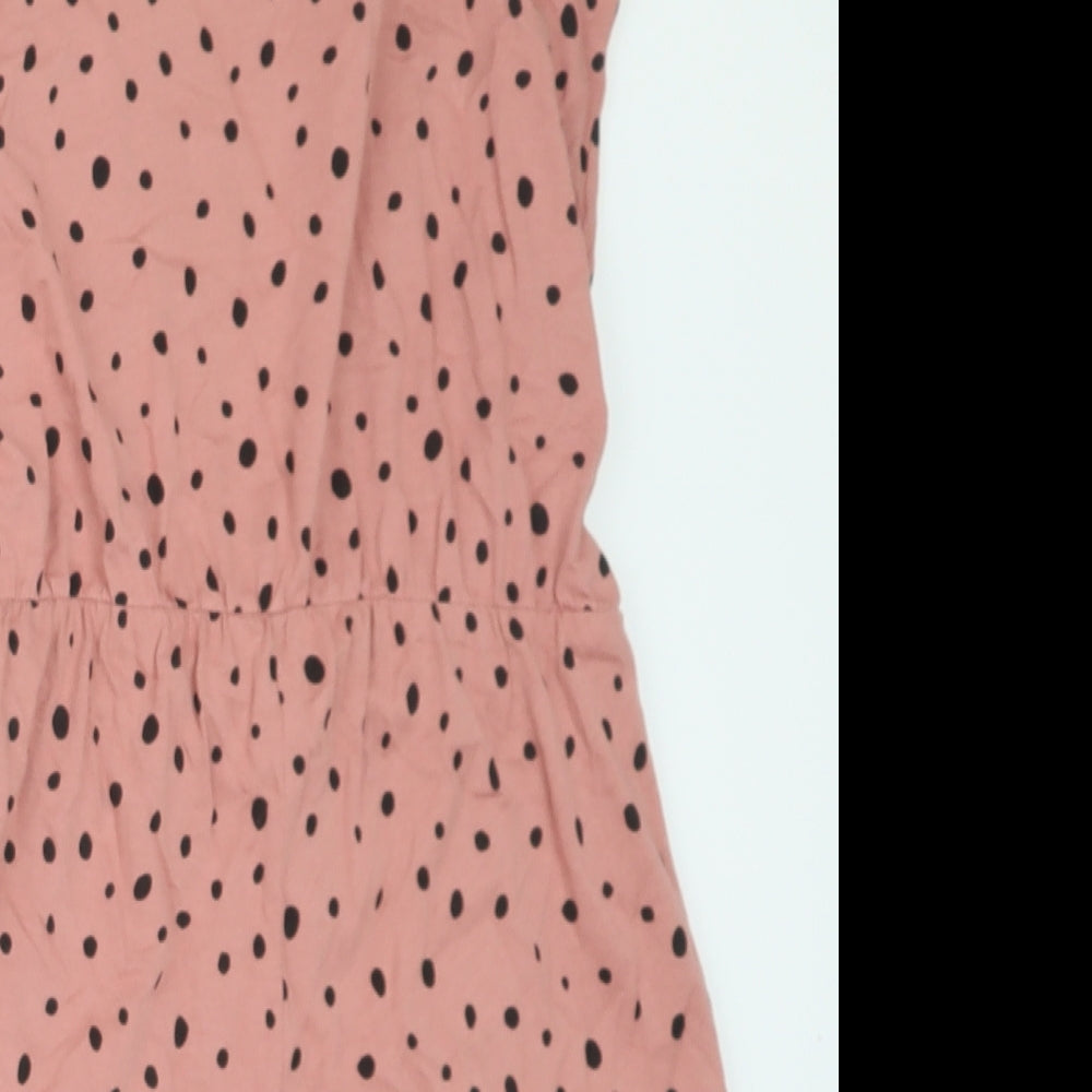 H&M Girls Pink Spotted 100% Cotton Playsuit One-Piece Size 8-9 Years  Pullover