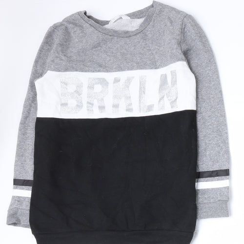 H&M Girls Multicoloured Colourblock Cotton Pullover Sweatshirt Size 9-10 Years  Pullover