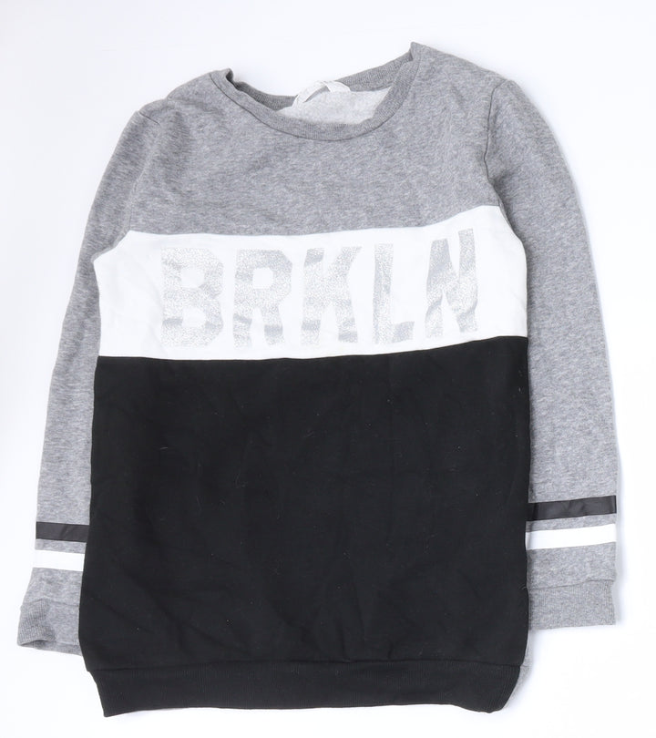 H&M Girls Multicoloured Colourblock Cotton Pullover Sweatshirt Size 9-10 Years Pullover