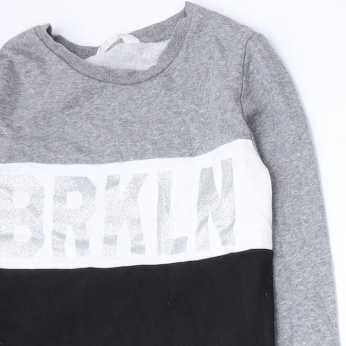 H&M Girls Multicoloured Colourblock Cotton Pullover Sweatshirt Size 9-10 Years  Pullover