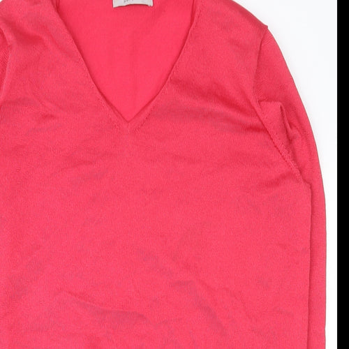 Per Una  Womens Pink  Polyester Basic T-Shirt Size 14 V-Neck