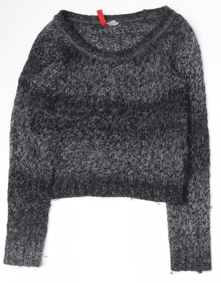 H&M Womens Grey Scoop Neck  Acrylic Pullover Jumper Size 8