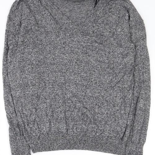 Marks and Spencer Womens Grey V-Neck  Cotton Pullover Jumper Size 10