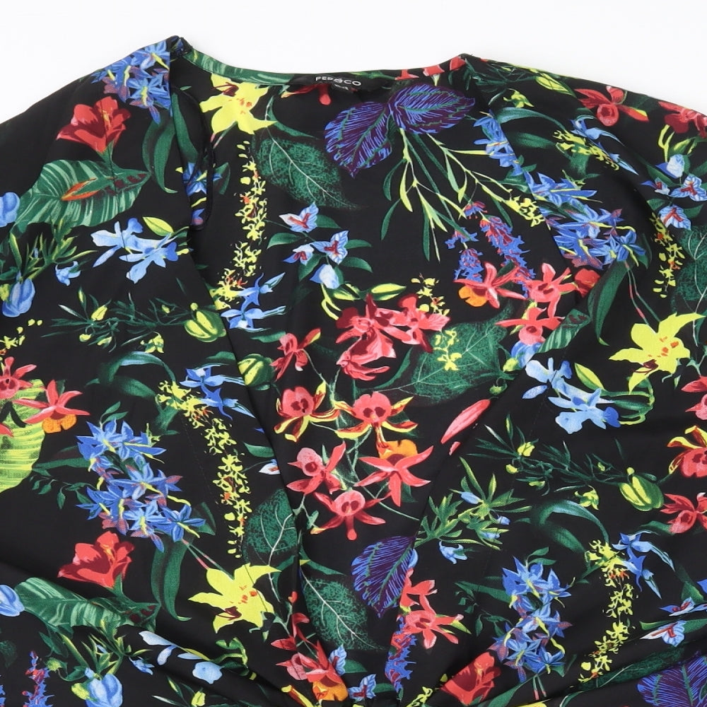 Pep & Co Womens Multicoloured Floral Polyester Kimono Blouse Size 16 V-Neck