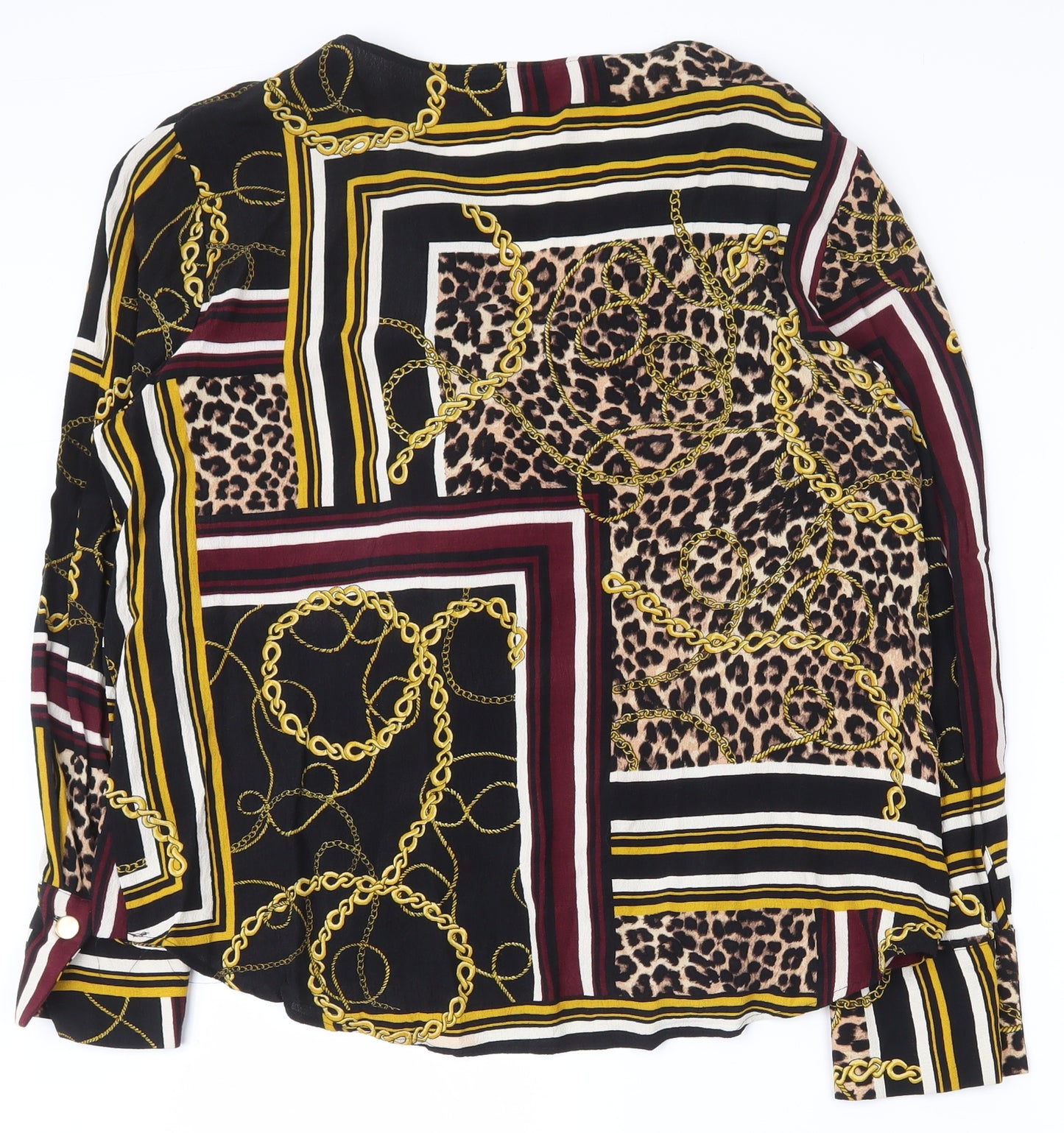F&F Womens Multicoloured Animal Print Viscose Basic T-Shirt Size 18 V-Neck