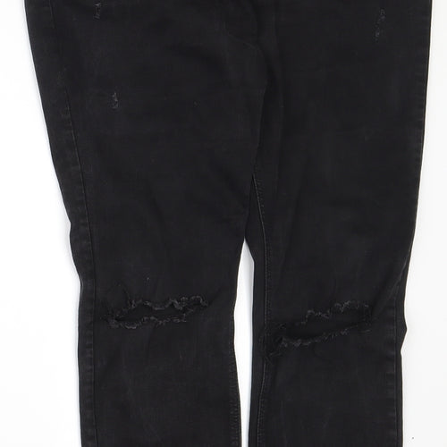 Preworn Womens Black  Cotton Skinny Jeans Size 34 in L28 in Regular Zip
