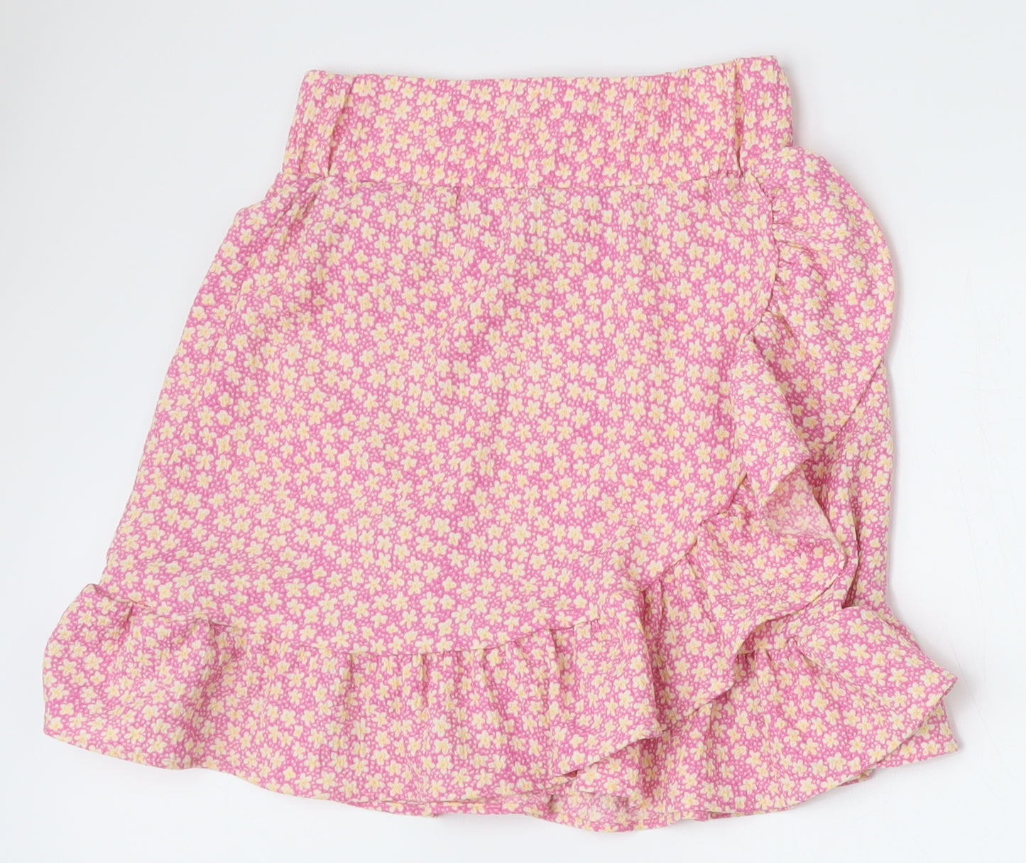 George Girls Pink Floral Polyester Skater Skirt Size 10-11 Years  Regular Pull On