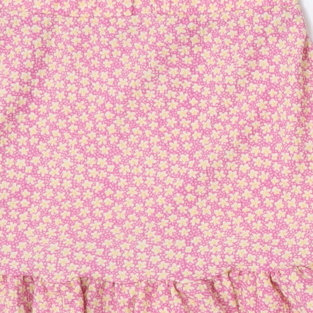 George Girls Pink Floral Polyester Skater Skirt Size 10-11 Years  Regular Pull On