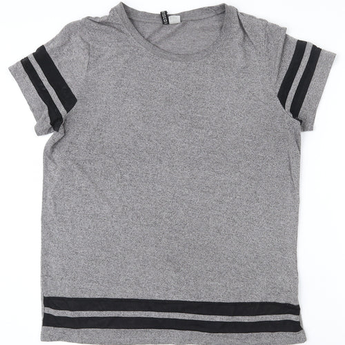 H&M Womens Grey  Polyester Basic T-Shirt Size S Round Neck