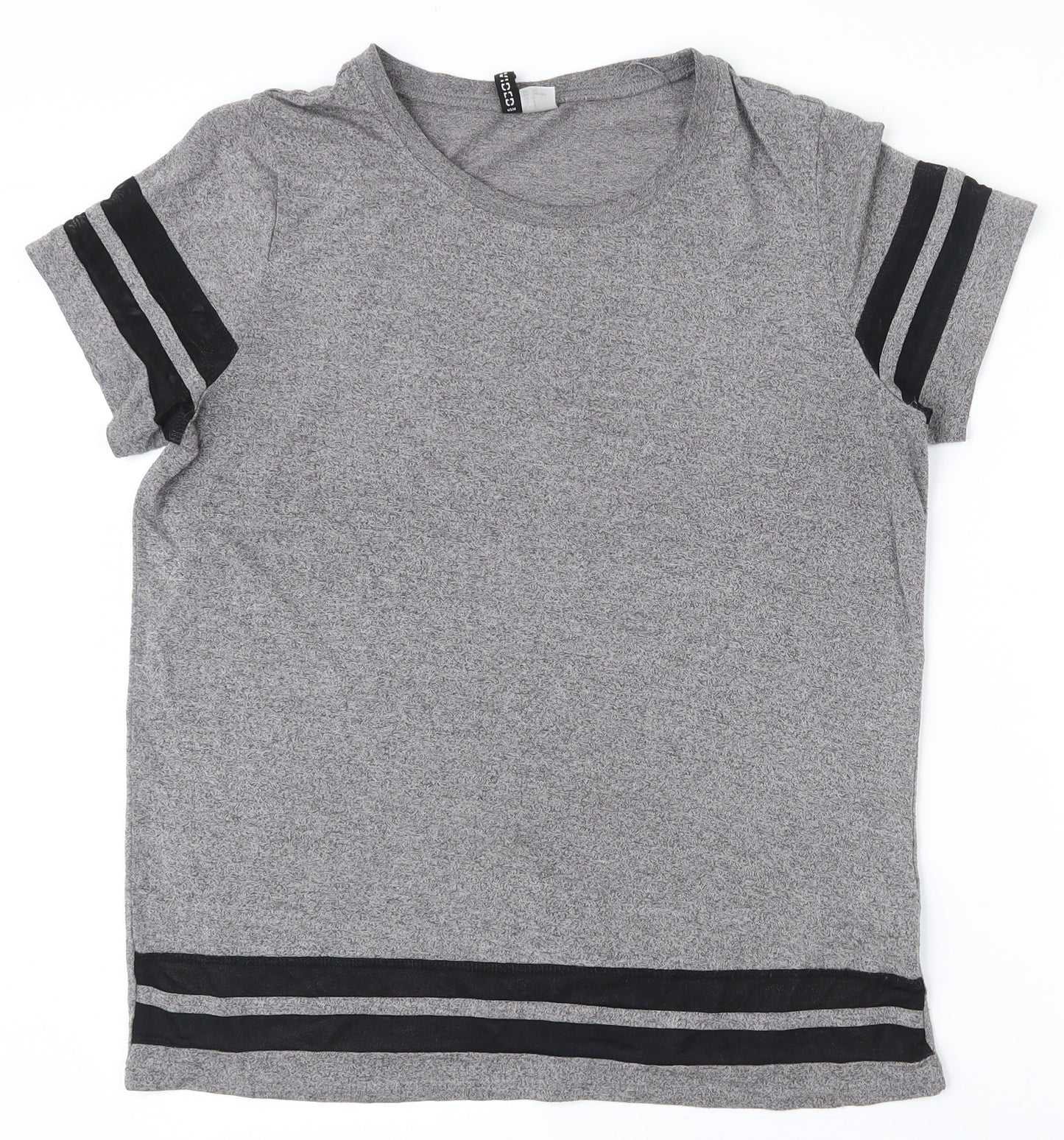 H&M Womens Grey  Polyester Basic T-Shirt Size S Round Neck